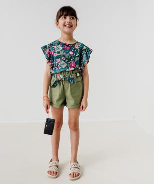 Short ample à taille paper bag et ceinture à nouer fille vue6 - GEMO 4G FILLE - GEMO