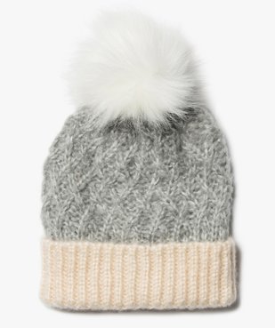 Bonnet fille bicolore à pompon vue1 - GEMO (JUNIOR) - GEMO