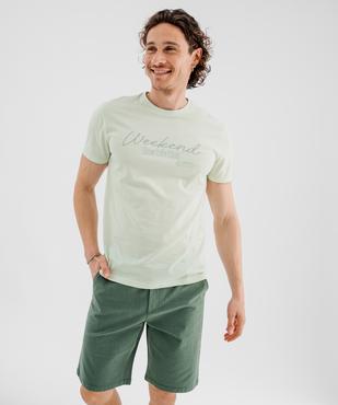 Tee-shirt manches courtes en jersey de coton brodé homme vue1 - GEMO 4G HOMME - GEMO