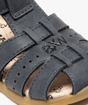 Sandales premiers pas bébé garçon unies en cuir - Bopy vue6 - BOPY - GEMO
