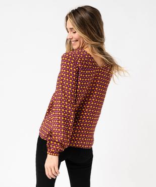 Blouse imprimée à manches longues et double col V femme vue3 - GEMO 4G FEMME - GEMO