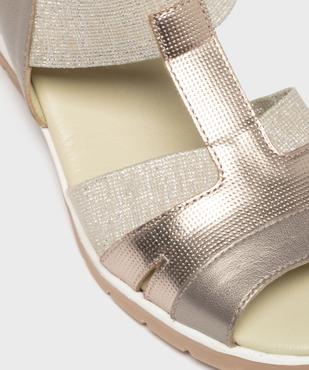 Sandales confort en cuir à talon compensé et bride scratch femme vue6 - G'FLEX - GEMO