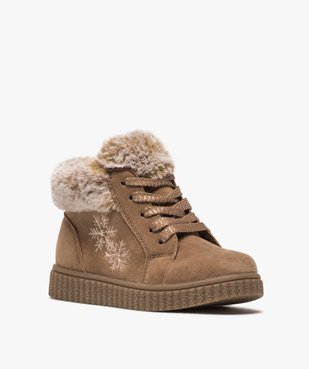 Boots fille zippées dessus suédine et col fourrure imitation vue2 - GEMO (ENFANT) - GEMO
