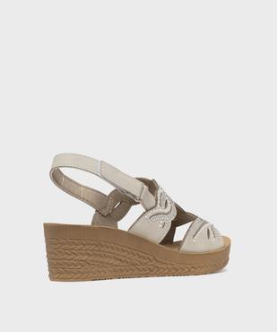 Sandales confort compensées avec perles et strass femme vue4 - G'FLEX - GEMO