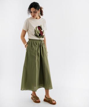 Tee-shirt manches courtes en jersey de coton imprimé à col festonné femme vue6 - GEMO(FEMME PAP) - GEMO