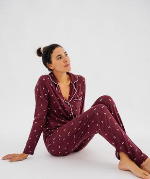 Pyjama boutonné en viscose femme vue1 - GEMO 4G FEMME - GEMO