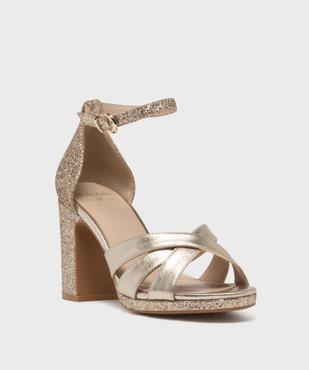 Sandales à talon haut métallisées et pailletées femme vue2 - VALENTINA BALDA - GEMO