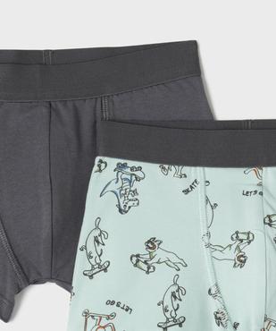 Boxer coton stretch 1 uni / 1 imprimé garçon (lot de 2) vue2 - GEMO 4G GARCON - GEMO