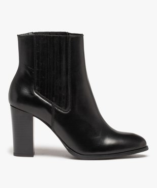Boots femme à talon style Chelsea dessus cuir uni - Tanéo vue1 - TANEO - GEMO