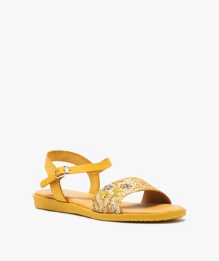 Sandales femme à talon plat dessus en cuir imprimé vue2 - GEMO (CASUAL) - GEMO