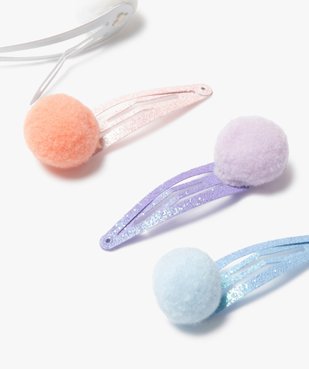 Pince à cheveux fille clic clac à pompons (lot de 4) vue2 - GEMO (ENFANT) - GEMO