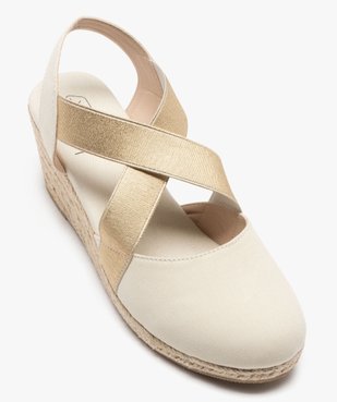 Sandales femme unies avec semelle corde compensée dessus à brides élastiques vue5 - GEMO(URBAIN) - GEMO