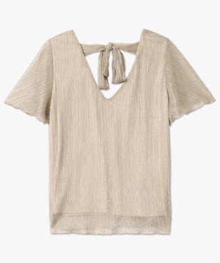 Tee-shirt à manches courtes scintillant en maille plissée femme vue4 - GEMO(FEMME PAP) - GEMO