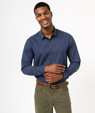 Chemise manches longues coupe Regular à micro motifs homme vue1 - GEMO (HOMME) - GEMO