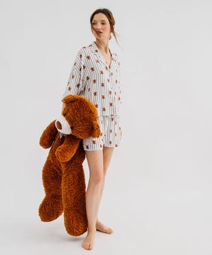 Pyjashort à rayures et motifs ourson femme - LuluCastagnette vue5 - LULUCASTAGNETTE - GEMO