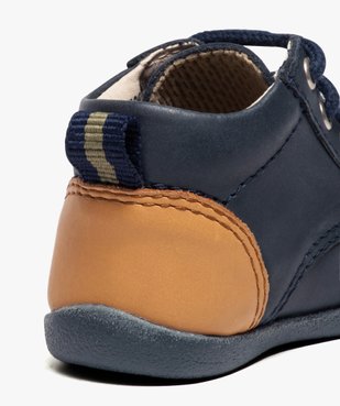 Chaussures premiers pas bébé garçon bicolores dessus cuir vue6 - GEMO(BEBE DEBT) - GEMO