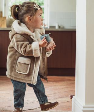 Manteau à capuche en velours doublure chaude bébé fille vue14 - GEMO(BEBE DEBT) - GEMO