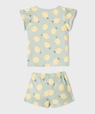 Pyjashort en jersey de coton imprimé à haut blouse fille vue4 - GEMO 4G FILLE - GEMO