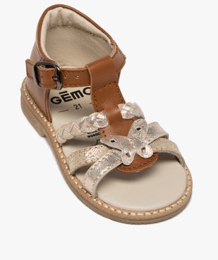 Sandales bébé fille en cuir talon fermé et brides métallisées vue5 - GEMO(BEBE DEBT) - GEMO