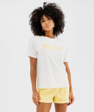 Tee-shirt manches courtes avec inscriptions femme vue3 - GEMO 4G FEMME - GEMO