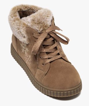 Boots fille rembourrées en suédine unie à col duveteux vue5 - GEMO (ENFANT) - GEMO
