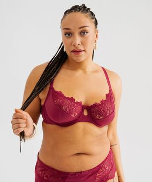 Soutien-gorge emboitant en microfibre et dentelle femme grande taille vue1 - GEMO(HOMWR FEM) - GEMO