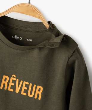 Tee-shirt bébé garçon à manches longues avec message vue2 - GEMO C4G BEBE - GEMO