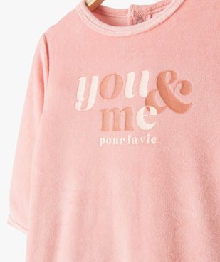 Pyjama bébé fille en velours à message vue2 - 1E PRIX BY GEMO - GEMO