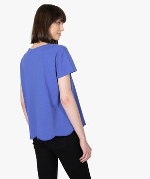 Tee-shirt femme à manches courtes avec bas brodé vue3 - GEMO(FEMME PAP) - GEMO