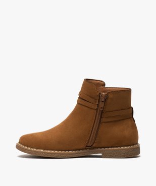Boots fille unis en suédine avec bride à pompons vue3 - GEMO (ENFANT) - GEMO
