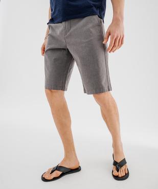 Bermuda en coton extensible coupe Regular avec ceinture tressée homme vue1 - GEMO (HOMME) - GEMO