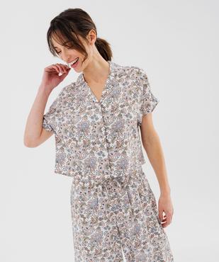 Haut de pyjama forme chemise à manches courtes femme vue2 - GEMO 4G FEMME - GEMO