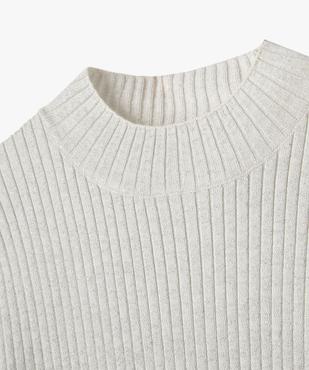 Pull court à col cheminée en maille côtelée pailletée fille vue3 - GEMO (JUNIOR) - GEMO
