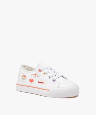 Tennis fille en toile imprimée fermeture lacets élastiques vue2 - GEMO C4G FILLE - GEMO