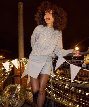 Pull à torsades en maille pailletée femme vue1 - GEMO(FEMME PAP) - GEMO