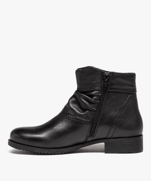 Boots femme confort dessus en cuir uni et plissé vue3 - GEMO (CONFORT) - GEMO