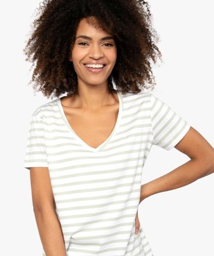 Tee-shirt femme col V à motifs  vue2 - GEMO(FEMME PAP) - GEMO