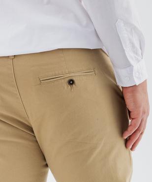 Pantalon chino coupe slim en toile de coton stretch au coloris unique homme vue8 - GEMO 4G HOMME - GEMO