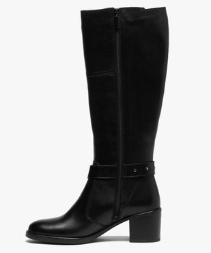 Bottes femme unies à talon carré et bride décorative vue3 - GEMO(URBAIN) - GEMO