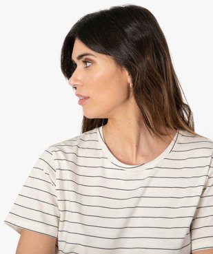 Tee-shirt femme rayé avec dos plus long vue3 - GEMO(FEMME PAP) - GEMO