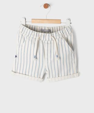 Short rayé en coton avec taille ajustable bébé garçon - LuluCastagnette vue1 - LULUCASTAGNETTE - GEMO