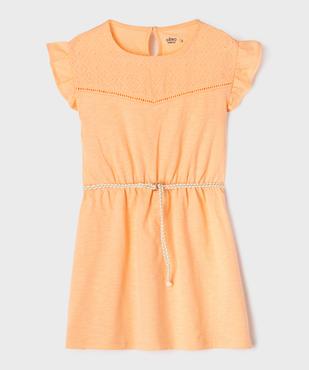 Robe fille en maille avec buste brodé et manches à volants vue1 - GEMO 4G FILLE - GEMO
