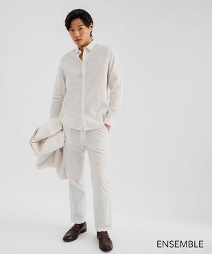 Ensemble chemise manches longues et pantalon en lin blanc pour homme - GEMO