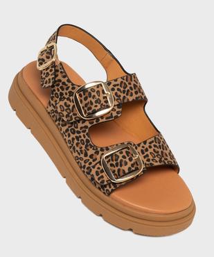 Sandales plateformes imprimé léopard femme  vue5 - 5 MILES - GEMO