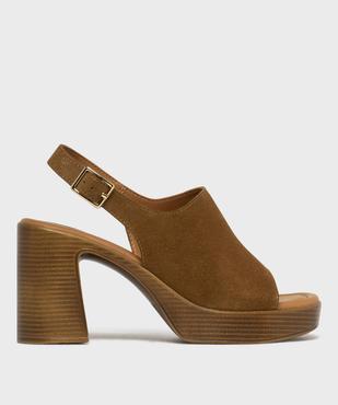 Sandales à talon épais et semelle plateforme en cuir femme - Tanéo vue5 - TANEO - GEMO