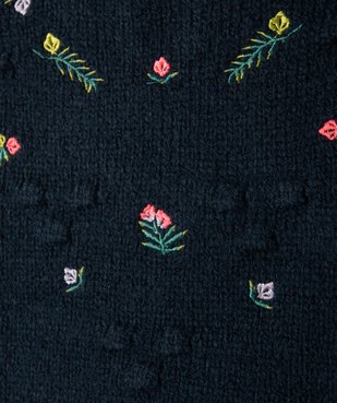 Pull bébé fille en grosse maille à broderies fleurs vue2 - GEMO(BEBE DEBT) - GEMO