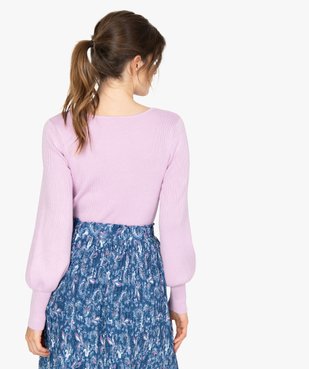 Pull femme en maille côtelée avec grand col carré vue3 - GEMO(FEMME PAP) - GEMO