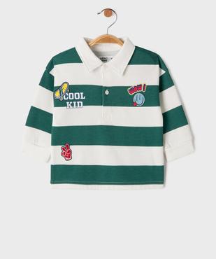 Sweat rayé esprit polo bébé garçon vue1 - GEMO 4G BEBE - GEMO