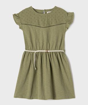 Robe courte à manches volantées en jersey de coton fille vue1 - GEMO 4G FILLE - GEMO