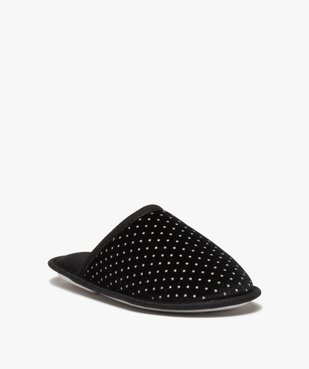 Chaussons femme mules plates en velours à pois brillants vue2 - GEMO(HOMWR FEM) - GEMO